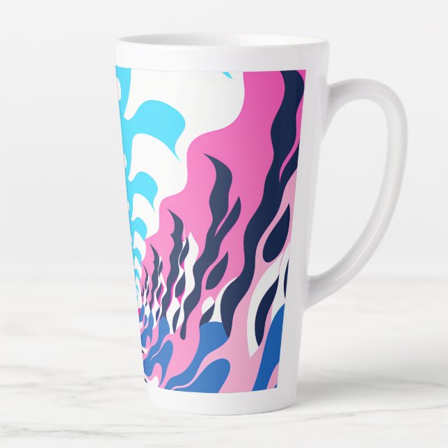 Taza De Café Latte Abstract Dream Wave – Vibrant Surreal Flow (Derecha)