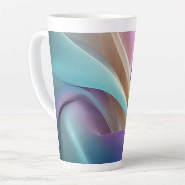 Taza De Café Latte Abstract Fabric Texture in Pastel Tones (Ángulo izquierdo)