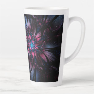 Taza De Café Latte Abstract fractal flower design.