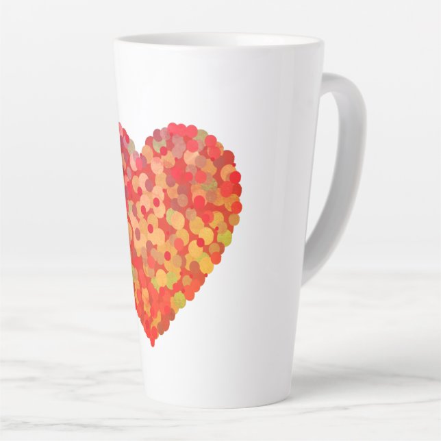 Taza De Café Latte Abstract Heart Confetti Art (Ángulo derecho)