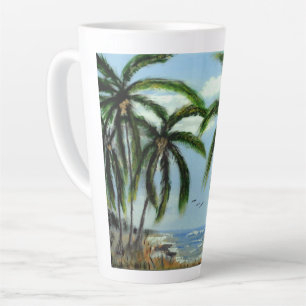 Taza De Café Latte Abstract Palm Trees