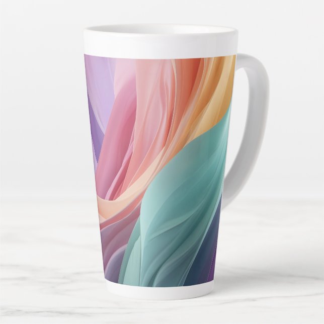 Taza De Café Latte Abstract Pastel Fabric Waves  (Ángulo derecho)