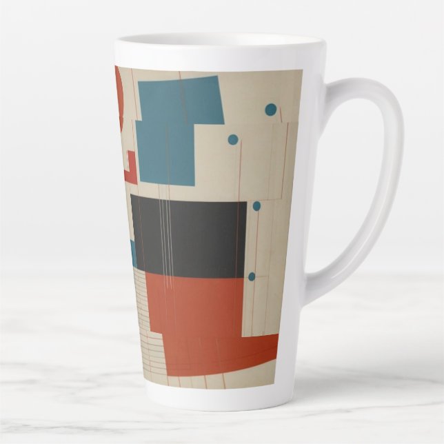 Taza De Café Latte Abstract Red and Blue Art (Derecha)