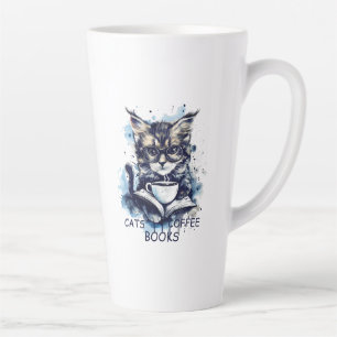 Taza De Café Latte Abstract Watercolor Cats Coffoks Books