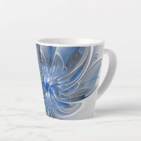 Abstracto Flor de arte fractal de color gris azul