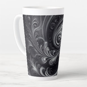 Taza De Café Latte Abstracto Moderno Simple Remolino Negro y Blanco