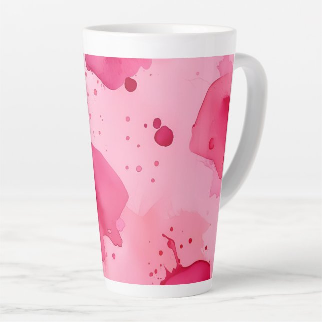 Taza De Café Latte Abstracto rosa sobre rosa (Ángulo derecho)