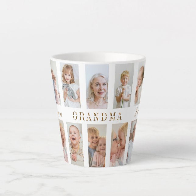 Taza De Café Latte Abuela personalizada Latte Mug | Fotos personaliza (Anverso)