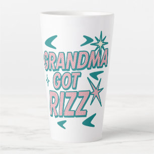 Taza De Café Latte Abuela Tiene Rizz — Pop Atómico Verde Teal‑Rosa