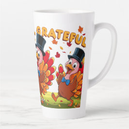 Taza De Café Latte Acción de Gracias Con Citas De Gratitud