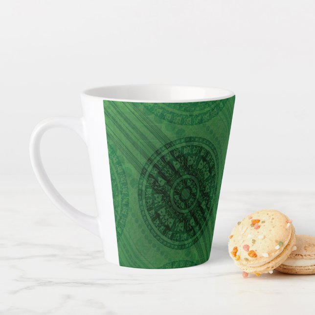 Taza De Café Latte Aceptación | Medallones de Meditación Verde (In situ)