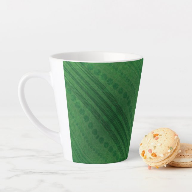 Taza De Café Latte Aceptación | Patrón de boho ecléctico verde (In situ)
