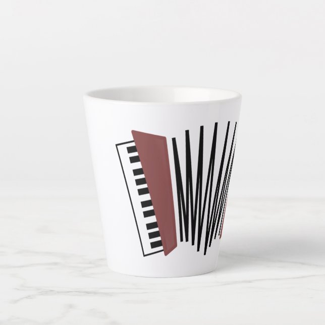 Taza De Café Latte Acordeón, rojo (Anverso)