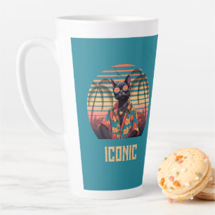 Taza De Café Latte Actitud de gatos tropicales sin tiempo