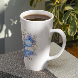 Taza De Café Latte Acuarela Acuario Astrología Zodiaco | Monograma
