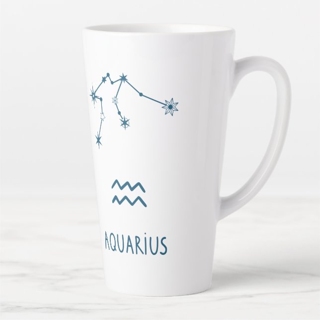Taza De Café Latte Acuarela Astrología Zodiac | Monograma Co (Derecha)