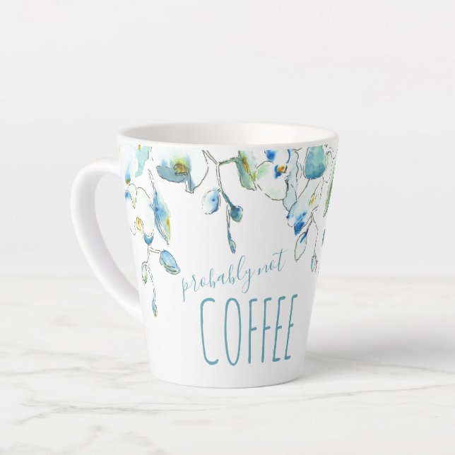 Taza De Café Latte Acuarela Azul Orquídea Mug (Ángulo izquierdo)