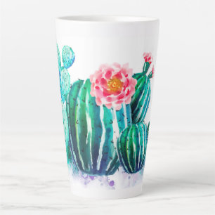 Taza De Café Latte acuarela Cactus