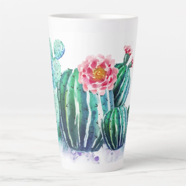 Taza De Café Latte acuarela Cactus (Anverso)