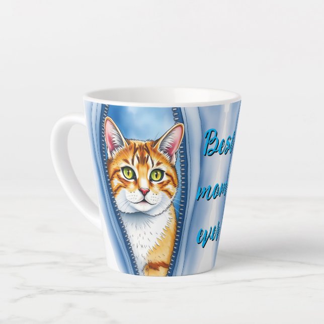 Taza De Café Latte Acuarela Cute hermosa y popular colección de gatos (Ángulo izquierdo)
