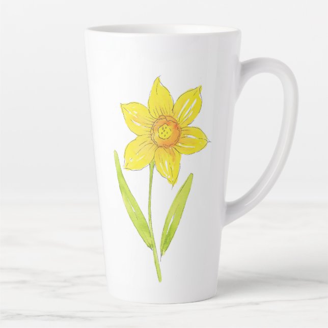 Taza De Café Latte Acuarela Daffodil 2 (Derecha)