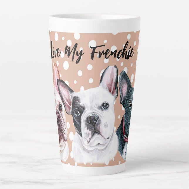 Taza De Café Latte acuarela de Bulldoges franceses Latte Mug (Anverso)