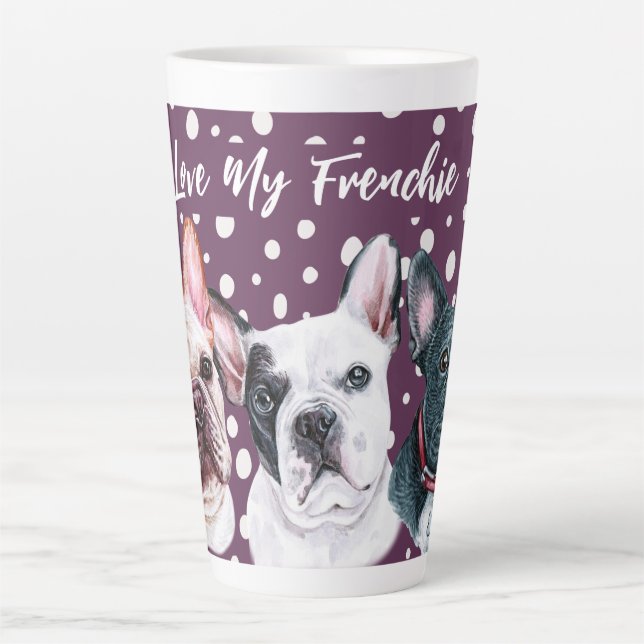 Taza De Café Latte acuarela de Bulldoges franceses Latte Mug (Anverso)