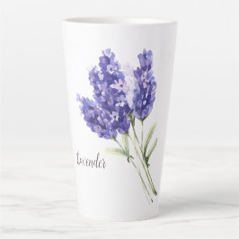 Taza De Café Latte Acuarela de flores de lavanda