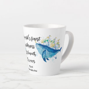 Taza De Café Latte Acuarela De Inspiración Oceánica