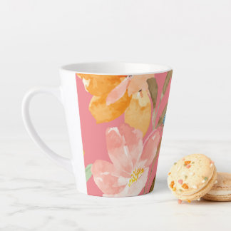 Taza De Café Latte   Acuarela elegante moderna rosa 