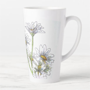 Taza De Café Latte acuarela floral Daisy I Love You Nana Gift