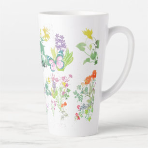 Taza De Café Latte Acuarela flores silvestres