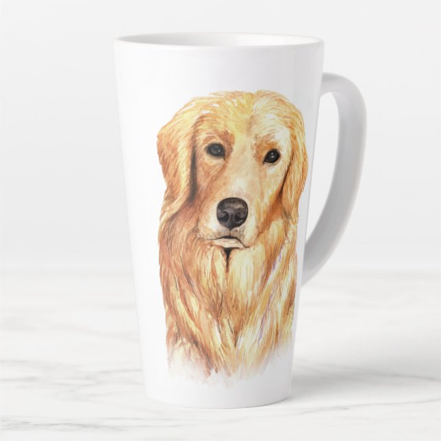 Taza De Café Latte Acuarela Golden Retriever (Ángulo derecho)