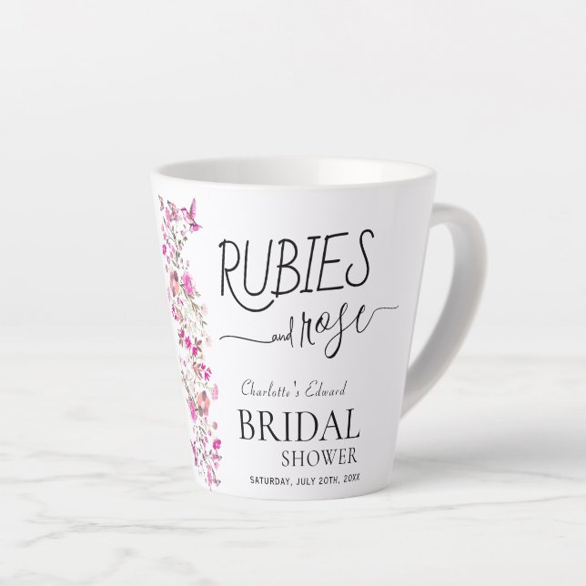 Taza De Café Latte Acuarela Letra Femenina Rosa Rubí Despedida de Sol (Ángulo derecho)