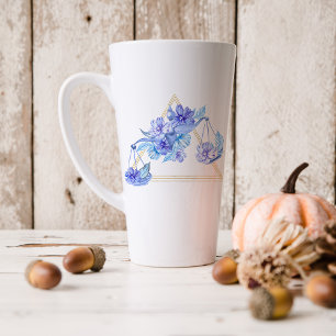 Taza De Café Latte Acuarela Libra Astrología Signo Zodiacal   Monogra
