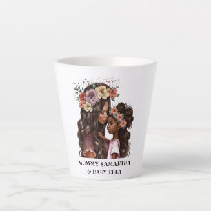 Taza De Café Latte Acuarela Madre negra e hija (4)