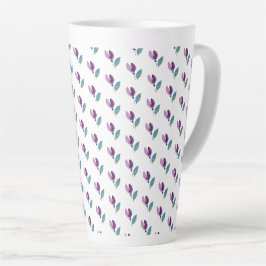 Taza De Café Latte Acuarela pintada a mano floral verde morado