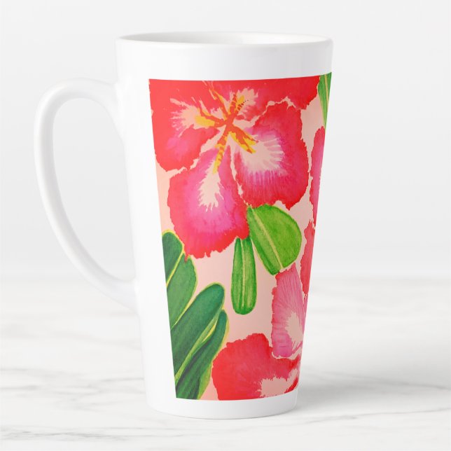 Taza De Café Latte Acuarela Rosa del desierto (Izquierda)