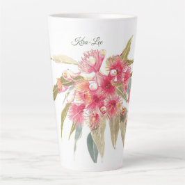 Taza De Café Latte Acuarela rosa floral personalizada