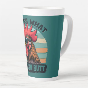 Taza De Café Latte Adivina Qué Trasero De Pollo Divertido Gallo Retro
