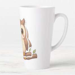 Taza De Café Latte Adorable Búho Chibi Kawaii