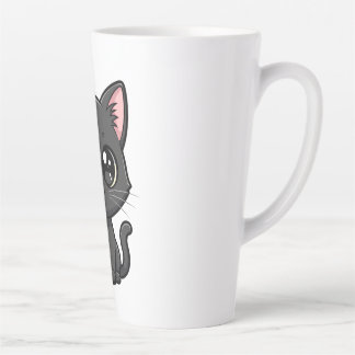 Taza De Café Latte Adorable Cartoon Black Cat