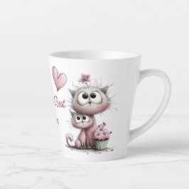 Taza De Café Latte Adorable Cats Illustrations Latte Mug