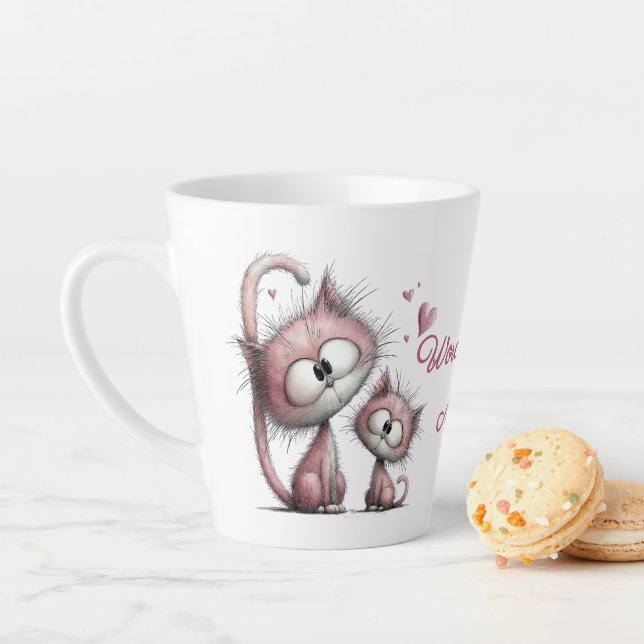 Taza De Café Latte Adorable Cats Illustrations Latte Mug (In situ)