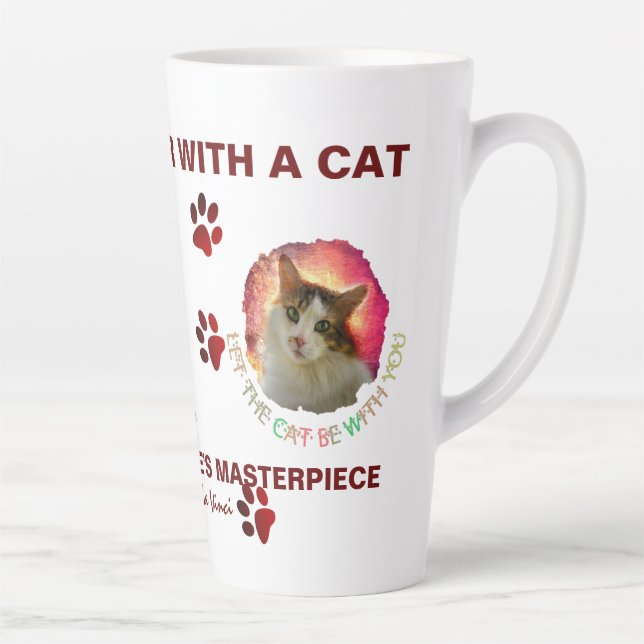 Taza De Café Latte Adorable Cute Calico Cat (Derecha)