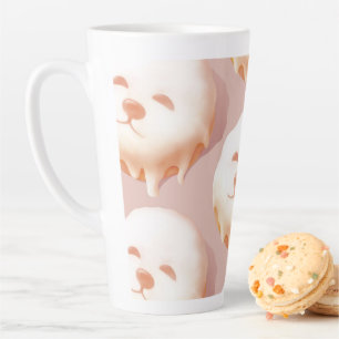 Taza De Café Latte Adorable Dog Face Donut