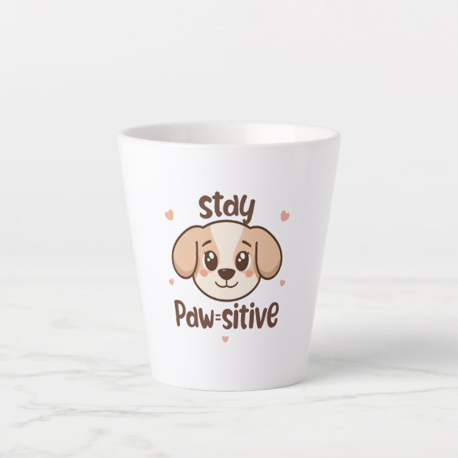 Taza De Café Latte Adorable Dog Lover Optimist Quote (Anverso)