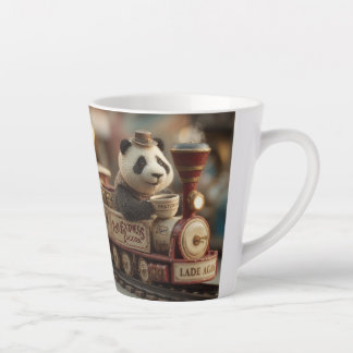Taza De Café Latte Adorable Figurita de Panda en un Antiguo Tren de J