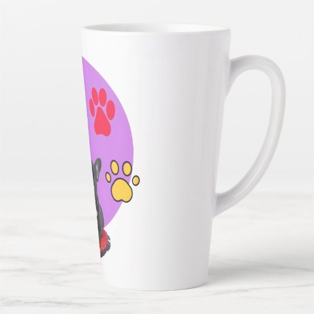 Taza De Café Latte Adorable frienchie puppy with hearts  (Derecha)