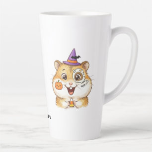 Taza De Café Latte Adorable hámster de Halloween con maíz dulce y som